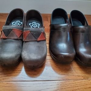Sanita Leather Clogs Size 38 (7 - 71/2) - Two Pair